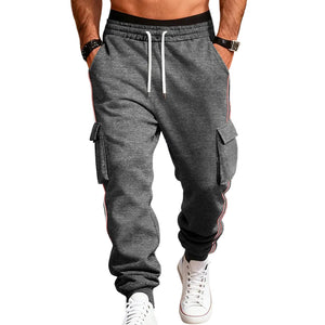 Men's fleece-lined warm outdoor sweatpants in multiple colors with drawstring waist and pockets