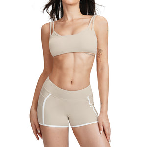 Nude-feel women's yoga workout set in multiple colors and styles