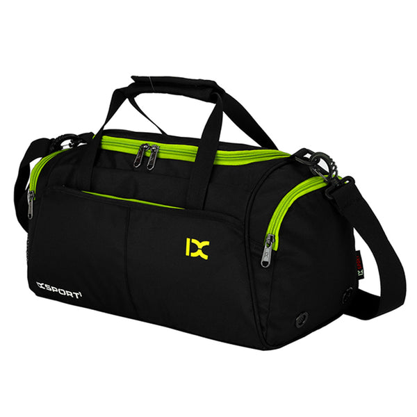 Portable polyester yoga sports bag in multiple colors including red, green, blue, and black combos