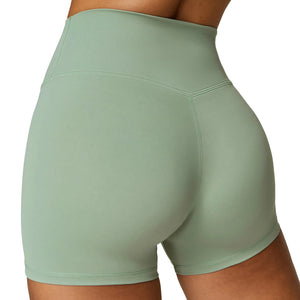 Brushed high waist women's yoga shorts in various colors