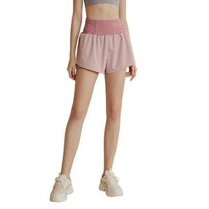 Women's loose breathable sports shorts in black and pink colors