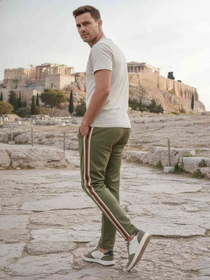 Men's high-stretch anti-wrinkle casual pants in polyester and spandex blend