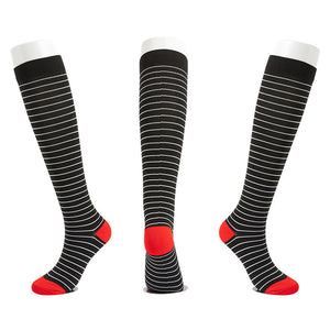 Breathable sports compression cycling and running socks in various colors and patterns