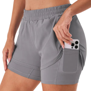 Women breathable loose non-see-through yoga shorts in various colors