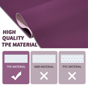 Purple non-slip TPE yoga mat measuring 72 by 24 inches for fitness and Pilates