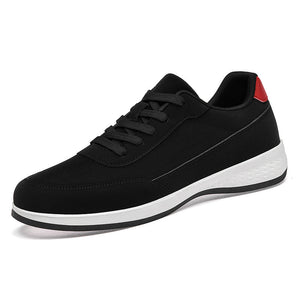 Men's black spring sports running shoes with mesh lining and flat heel