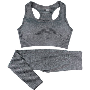 Seamless women's high waist yoga set with crop top in multiple colors