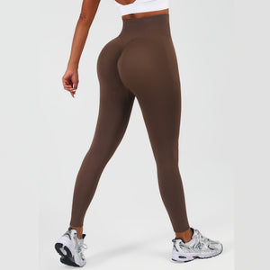 Women's high waisted tummy control yoga leggings in black, coffee, and navy blue