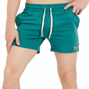 Men's three-point slit sports cotton shorts in charcoal gray, black, light gray, and white colors