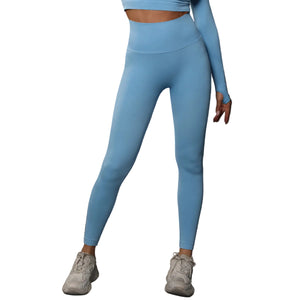 High waist seamless yoga leggings in various solid colors for women