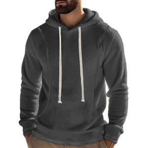 Men's fleece long-sleeve pullover hoodie in various colors