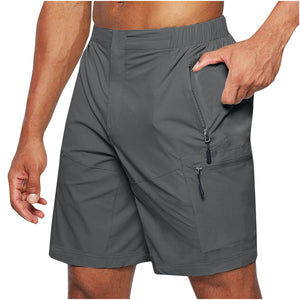 Men's casual elastic waist summer shorts in various colors with straight leg design
