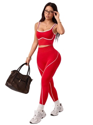Seamless yoga pants and vest set for women in various colors