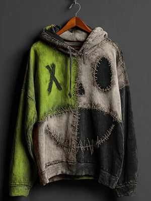 3D-printed men's gaming hoodie with striped pattern and patch pockets