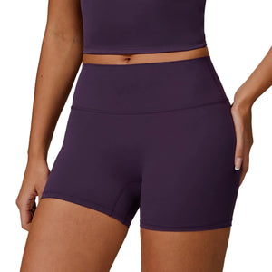 Brushed high waist women's yoga shorts in various colors