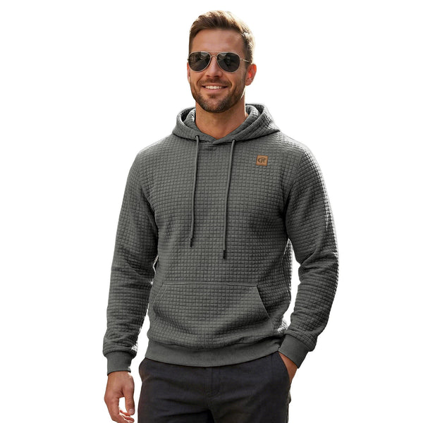 MEN'S ELASTIC JACQUARD HOODED LONG-SLEEVE SWEATSHIRT