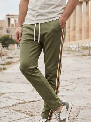 Men's high-stretch anti-wrinkle casual pants in polyester and spandex blend