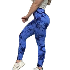 Tie dye seamless women's yoga leggings in multiple colors