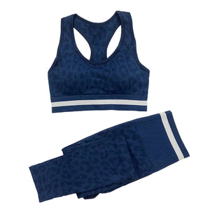 Women’s leopard print seamless high waist yoga set in multiple colors