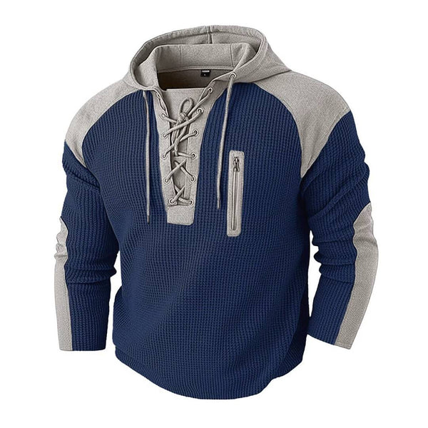 HEREN WAFFELGEWEVEN SWEATER MET TREKKOORD