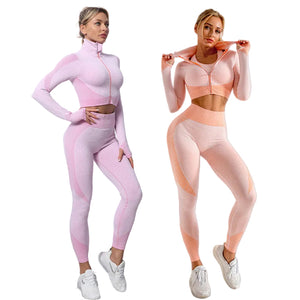 3-piece seamless women's yoga and gym set in various colors