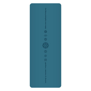 White PU leather yoga mat with natural rubber base rolled out on floor