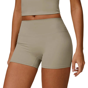Brushed high waist women's yoga shorts in various colors