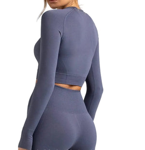 Seamless long sleeve yoga set with high elasticity in multiple colors