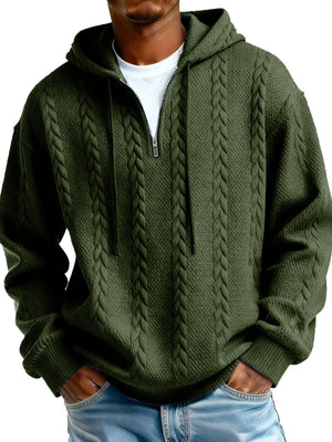 Half-zip hooded sweatshirt with long sleeves and padded patch pockets in various colors