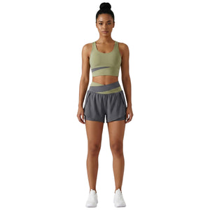 Color-block women's sports top and shorts set in various colors