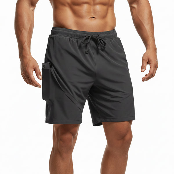 MEN'S 2 PACK QUICK DRY ATHLETIC SHORTS WITH COMPRESSION LINER