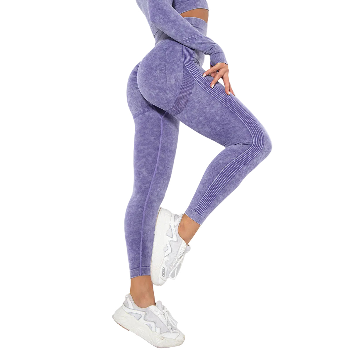 Women's vintage washed camo sports leggings in multiple colors