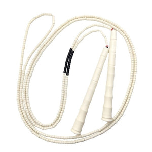 Adjustable bamboo handle skipping rope with soft beads in various colors