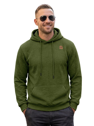 Men's elastic jacquard hooded long-sleeve sweatshirt in various colors