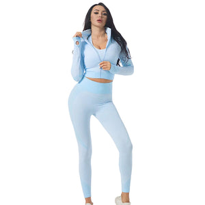 3-piece seamless women's yoga and gym set in various colors