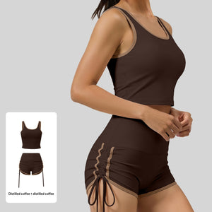 Women's high-support sports set with built-in padded bra in multiple colors