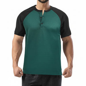 Men's colorblock short-sleeved moisture-wicking polo shirt in multiple colors