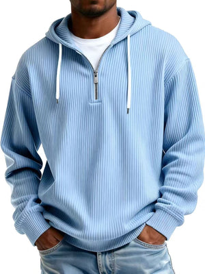 Men's long-sleeve hooded corduroy sweatshirt in various colors
