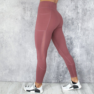 Women wearing quick dry mesh splice leggings in various colors for fitness and yoga