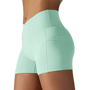 Women's yoga shorts with phone pocket in multiple colors