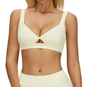 Hollow-out nude-feel yoga sports bra with beautiful back design in multiple colors