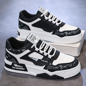Black and white panda sports casual shoes with lace-up closure and rubber outsole