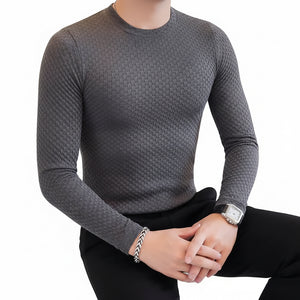 Men's slim fit long sleeve round neck shirt in various colors