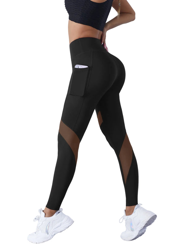 MESH STITCHING YOGA CROPPED SPORTS LEGGINGS