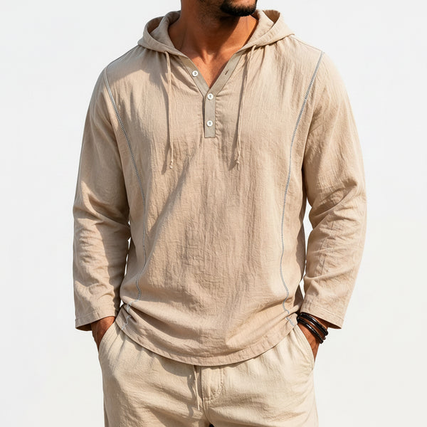 Men's casual loose-fit long-sleeve hooded sweatshirt in various colors