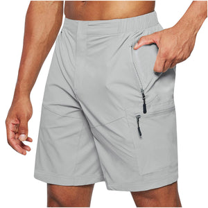 Men's casual elastic waist summer shorts in various colors with straight leg design