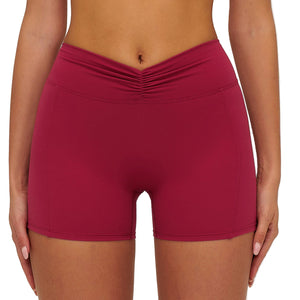 Women's brushed yoga shorts in multiple colors showing high waist and fitted design