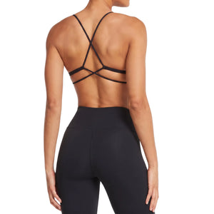 BREATHABLE CROSS STRAP SPORTS BRA WITH CHEST PAD