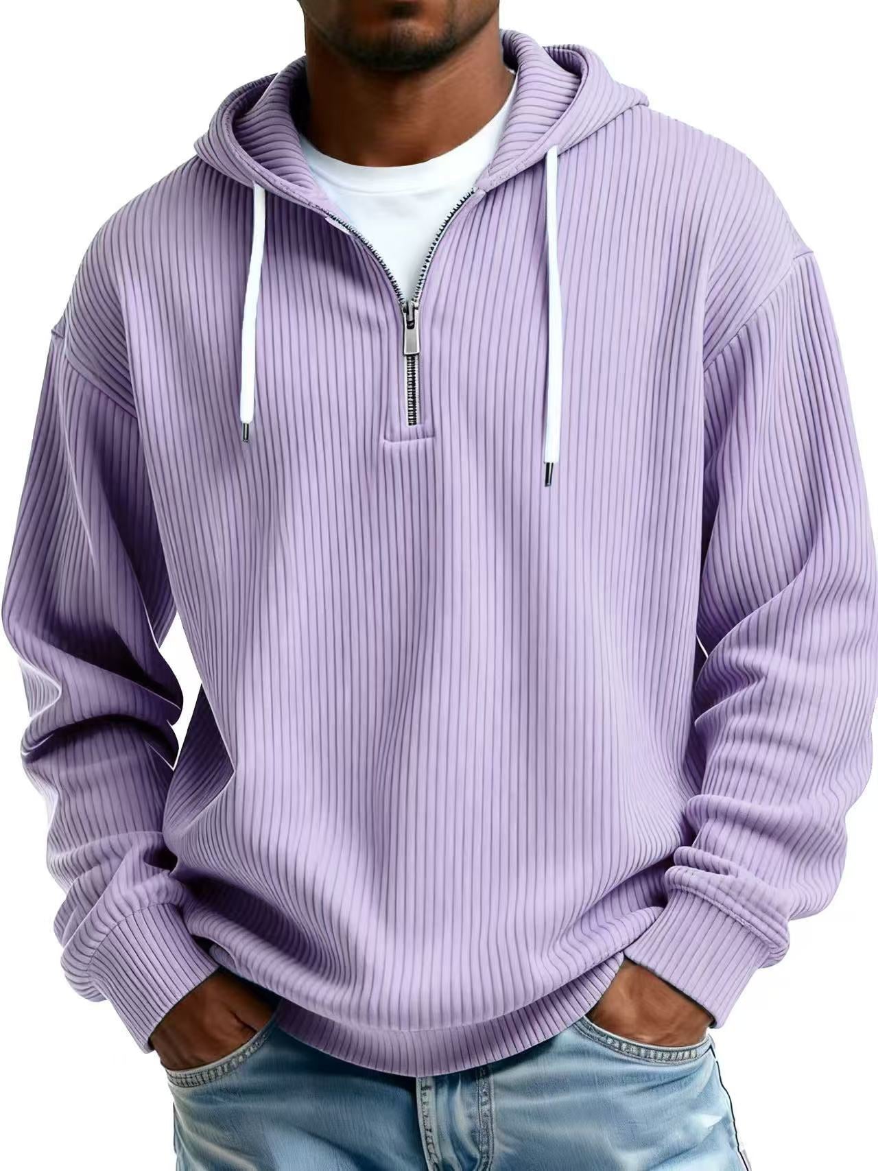 Men's long-sleeve hooded corduroy sweatshirt in various colors