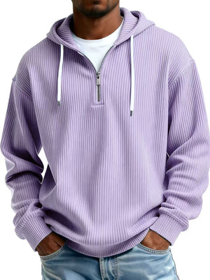 Men's long-sleeve hooded corduroy sweatshirt in various colors